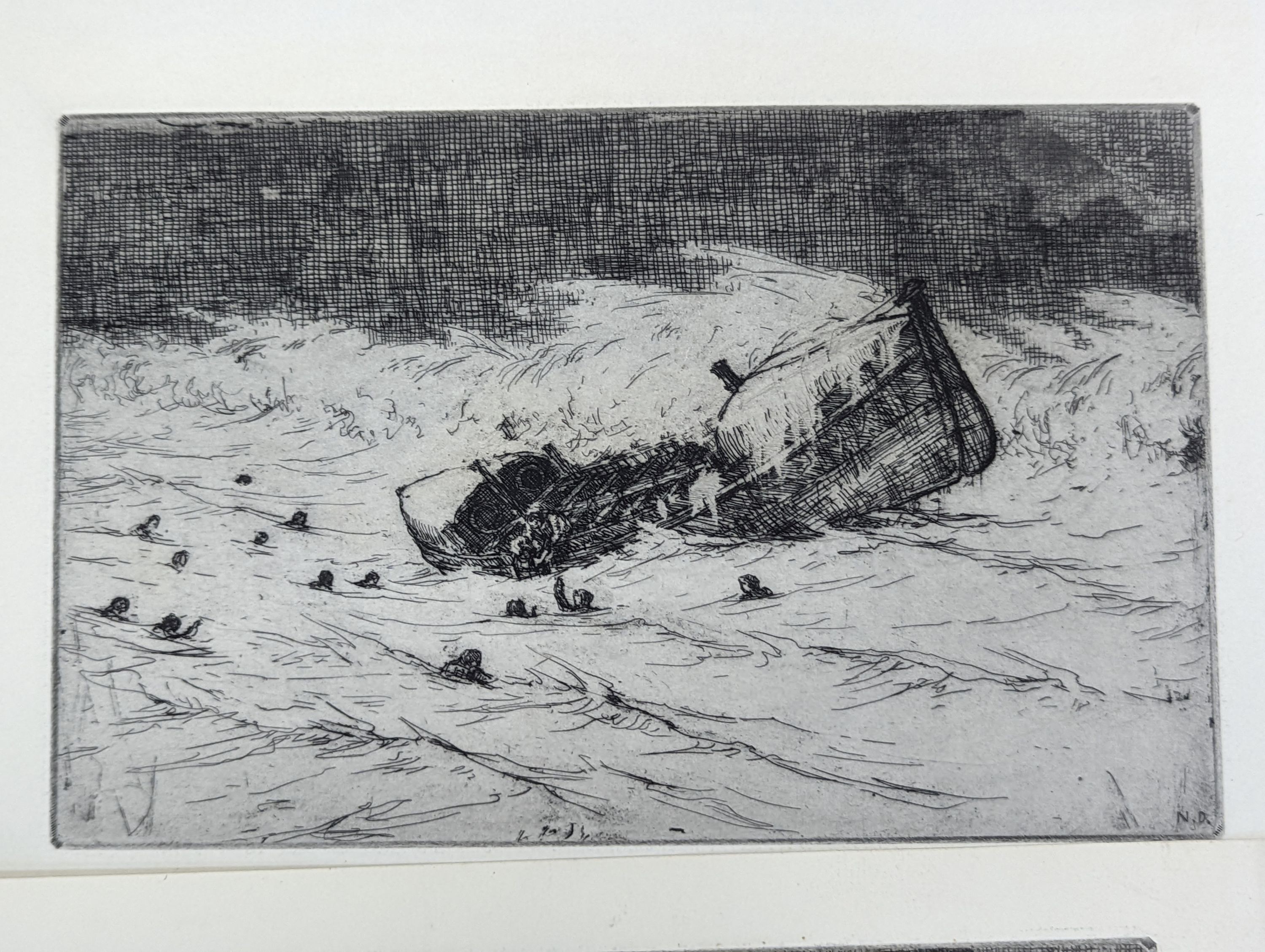 Nelson Dawson (1859-1941) etchings and drawings for 'Lifeboat Upset'